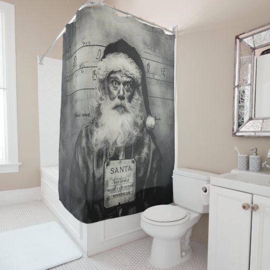 Santa Claus Mugshot: Naughty List Gone Wrong Douchegordijn (In situ)
