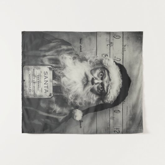 Santa Claus Mugshot: Naughty List Gone Wrong Wandkleed (Voorkant (horizontaal))
