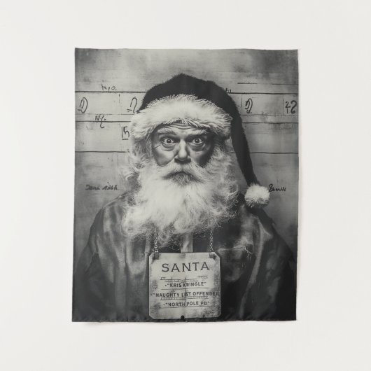 Santa Claus Mugshot: Naughty List Gone Wrong Wandkleed (Voorkant)