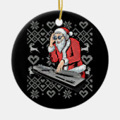 Santa Claus Music DJ Ugly kersttacky mas Keramisch Ornament (Voorkant)