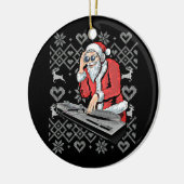 Santa Claus Music DJ Ugly kersttacky mas Keramisch Ornament (Links)