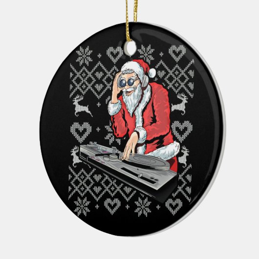 Santa Claus Music DJ Ugly kersttacky mas Keramisch Ornament (Links)