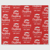 Santa Claus Mustache Persoonlijke Kerstmis Cadeaupapier (Vlak)