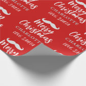 Santa Claus Mustache Persoonlijke Kerstmis Cadeaupapier (Hoek)