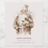 Santa Claus Natuurlijke Warme Chique Vakantie Wijn Etiket (Enkel label)