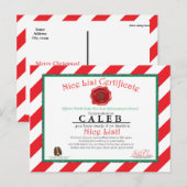 Santa Claus Nice Lijst Aangepaste Certificaat Brie Feestdagenkaart (Voorkant / Achterkant)