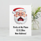 Santa Claus Nieuw Adres Kerstfeest Kaart (Staand voorkant)
