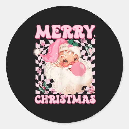 Santa Claus Nk Sungles Blowing Bubble Gum Christma Ronde Sticker (Voorkant)