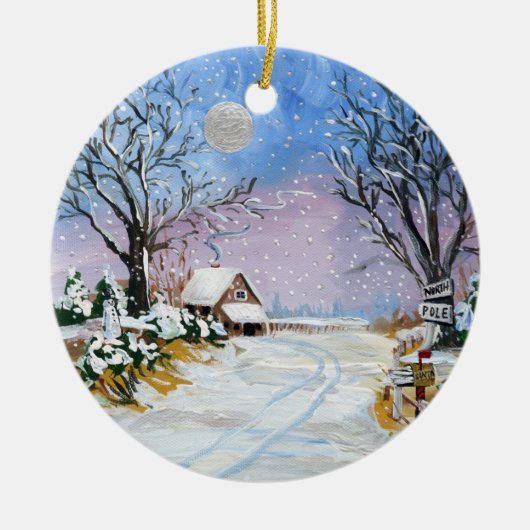 Santa Claus North Pole Keramisch Ornament (Voorkant)