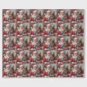 Santa Claus Norwegian Lundehund Christmas Art Cadeaupapier (Vlak)