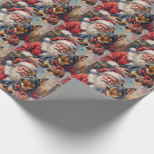 Santa Claus Norwegian Lundehund Christmas Art Cadeaupapier (Hoek)