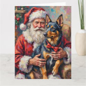 Santa Claus Norwegian Lundehund Christmas Art Kaart (Voorkant)
