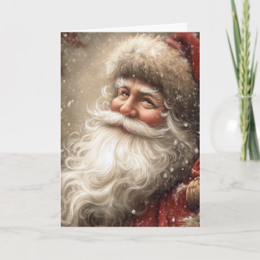 Santa Claus Nostalgic Christmas Folded Kaart (Voorkant)