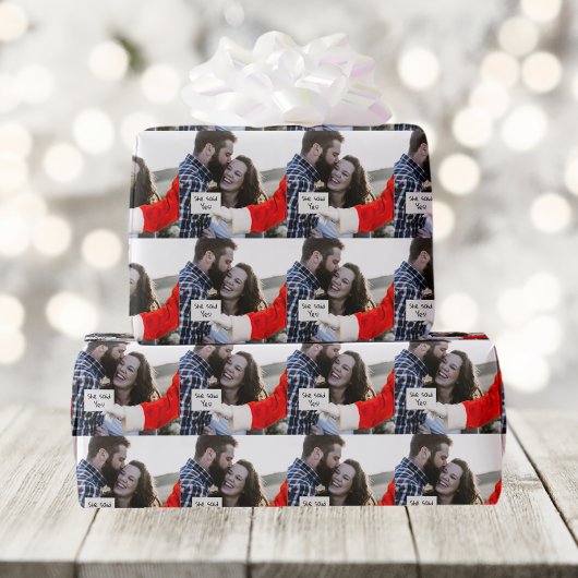 Santa Claus Note in handbedekking aangepaste foto Cadeaupapier