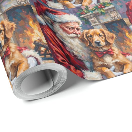 Santa Claus Nova Scotia Duck Tolling Retriever Cadeaupapier (Rol Hoek)