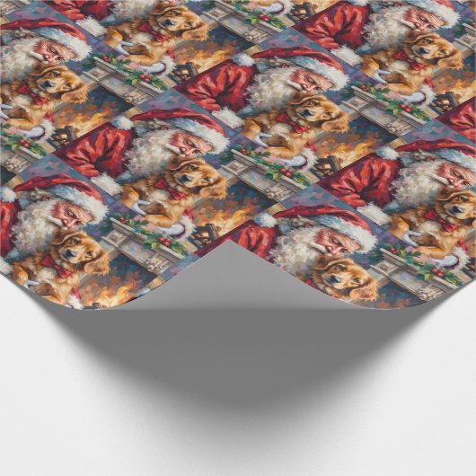 Santa Claus Nova Scotia Duck Tolling Retriever Cadeaupapier (Hoek)