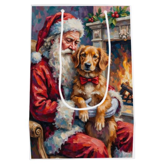 Santa Claus Nova Scotia Duck Tolling Retriever  Medium Cadeauzakje (Achterkant)