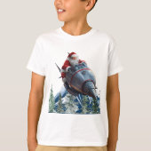 Santa Claus on a Space Rocket Sleigh - Christmas T-shirt (Voorkant)