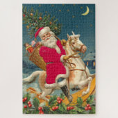 Santa Claus on a wooden horse Legpuzzel (Verticaal)