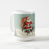  Santa Claus on Bicycle Christmas Mug Koffiemok (Voorkant links)