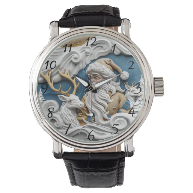 Santa Claus on Christmas Eve Horloge (Voorkant)