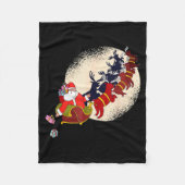 Santa Claus On Christmas Sleigh Pulled By Reindeer Fleece Deken (Voorkant)
