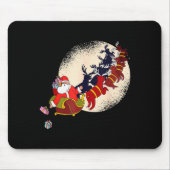 Santa Claus On Christmas Sleigh Pulled By Reindeer Muismat (Voorkant)