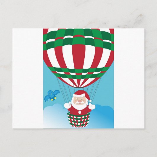 Santa Claus on hot air balloon Feestdagenkaart (Voorkant)