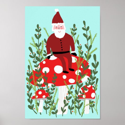 Santa Claus on Magical Mushroom Poster (Voorkant)