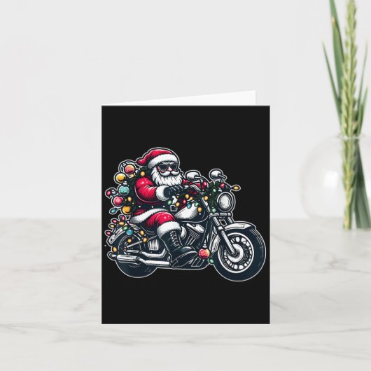Santa Claus On Motorcycle Funny Biker Christmas Xm Kaart (Voorkant)