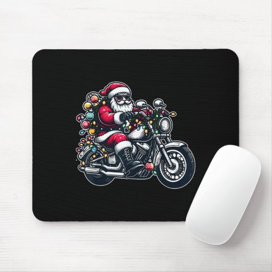 Santa Claus On Motorcycle Funny Biker Christmas Xm Muismat (Met muis)