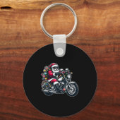 Santa Claus On Motorcycle Funny Biker Christmas Xm Sleutelhanger (Voorkant)