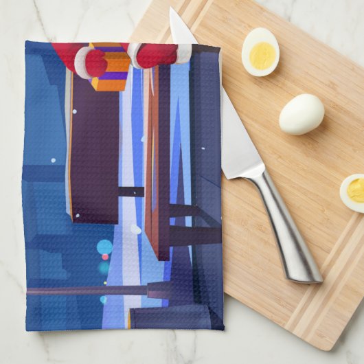 Santa Claus on Park bench Theedoek (Quarter Fold)