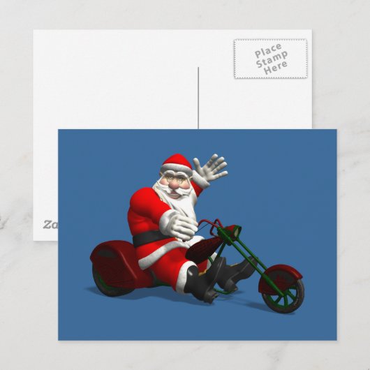 Santa Claus on Trike Feestdagenkaart (Voorkant / Achterkant)