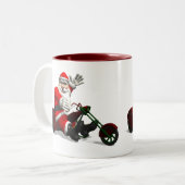 Santa Claus on Trike Tweekleurige Koffiemok (Voorkant links)
