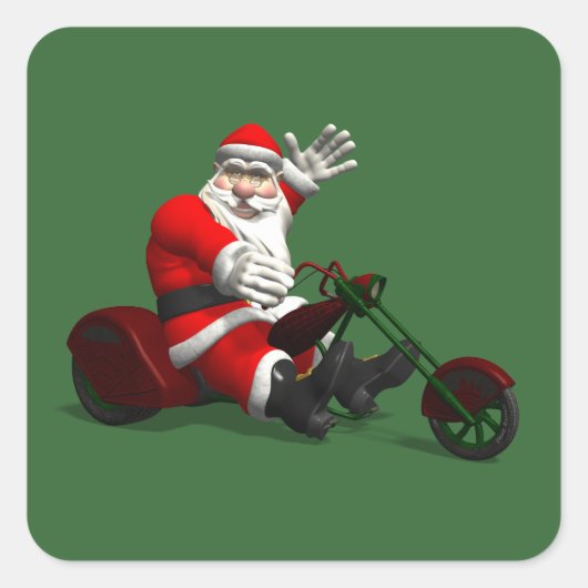 Santa Claus on Trike Vierkante Sticker (Voorkant)