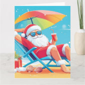 Santa Claus Ontspannen op een tropisch strand Zonn Kaart (Voorkant)