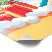 Santa Claus Ontspannen op een tropisch strand Zonn Perfect Poster (Hoek)