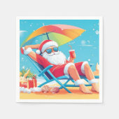 Santa Claus Ontspannen op een tropisch strand Zonn Servet (Voorkant)