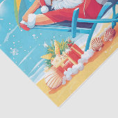 Santa Claus Ontspannen op een tropisch strand Zonn Tissuepapier (Detail)