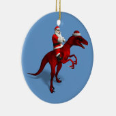 Santa Claus op Dino Keramisch Ornament (Rechts)