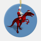 Santa Claus op Dino Keramisch Ornament (Voorkant)