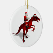 Santa Claus op Dino Keramisch Ornament (Rechts)
