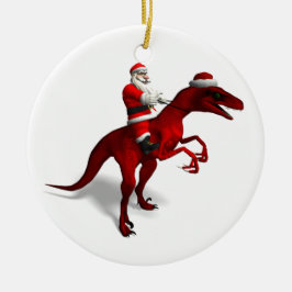 Santa Claus op Dino Keramisch Ornament