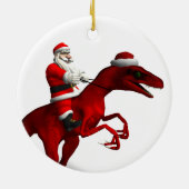 Santa Claus op Dino Keramisch Ornament (Achterkant)