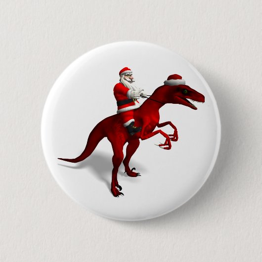 Santa Claus op Dino Ronde Button 5,7 Cm (Voorkant)