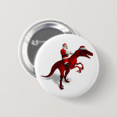 Santa Claus op Dino Ronde Button 5,7 Cm (Voorkant /achterkant)