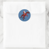 Santa Claus op Dino Ronde Sticker (Tas)