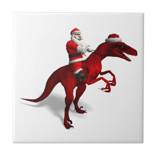 Santa Claus op Dino Tegeltje (Voorkant)
