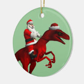 Santa Claus op Dinosaur Keramisch Ornament (Links)